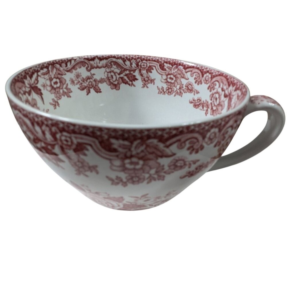 Oversized Jumbo Cup 24 Oz Spode Archive Collection British Flowers-Red & White -
